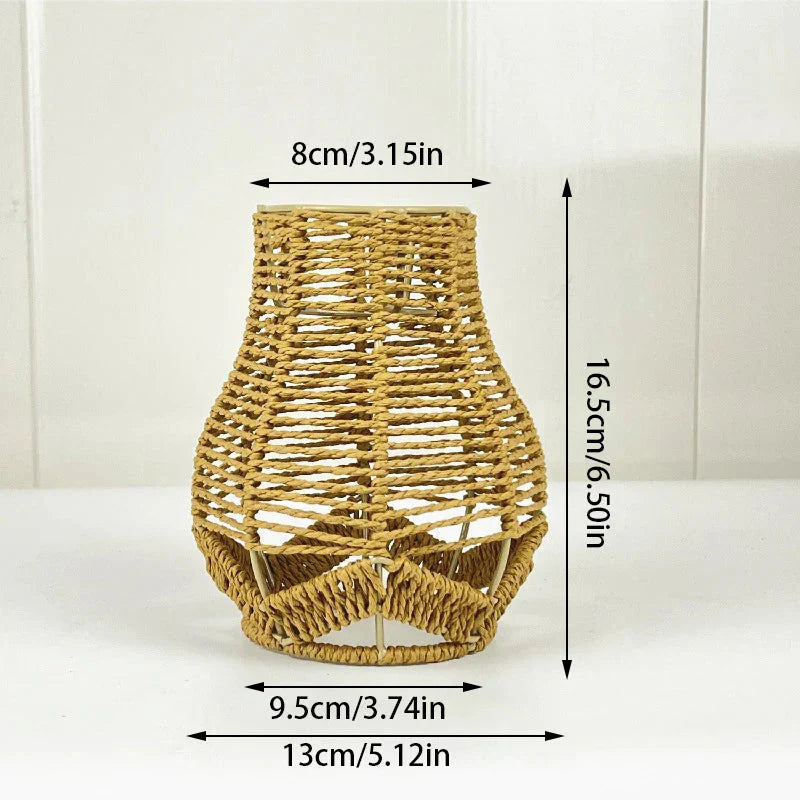 Selune — Vintage Style Simulated Rattan Lamp Shade with Warm Glow