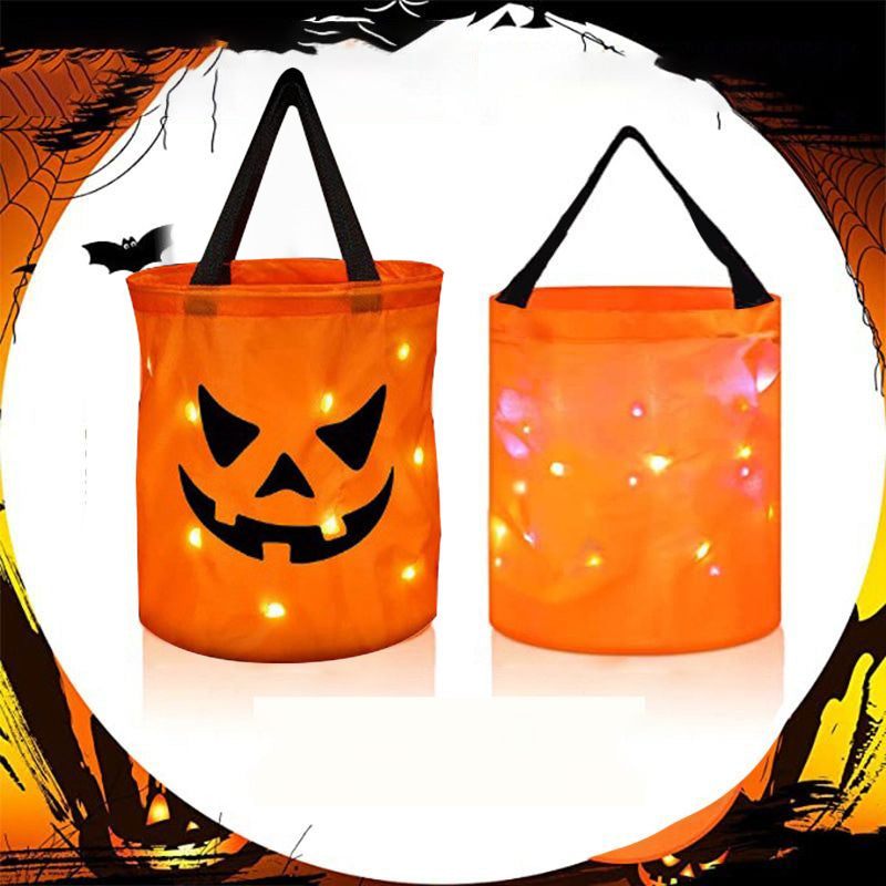 Personalized Halloween Pumpkin Tote with Glowing LED Lights