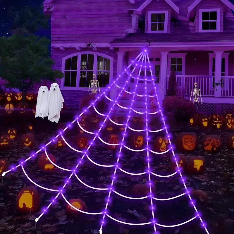Halloween Spider Web Hanging Light with Timer for Indoor & Outdoor Decor