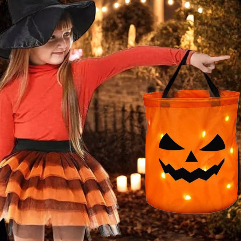 Personalized Halloween Pumpkin Tote with Glowing LED Lights