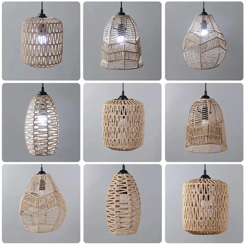 Selune — Vintage Style Simulated Rattan Lamp Shade with Warm Glow