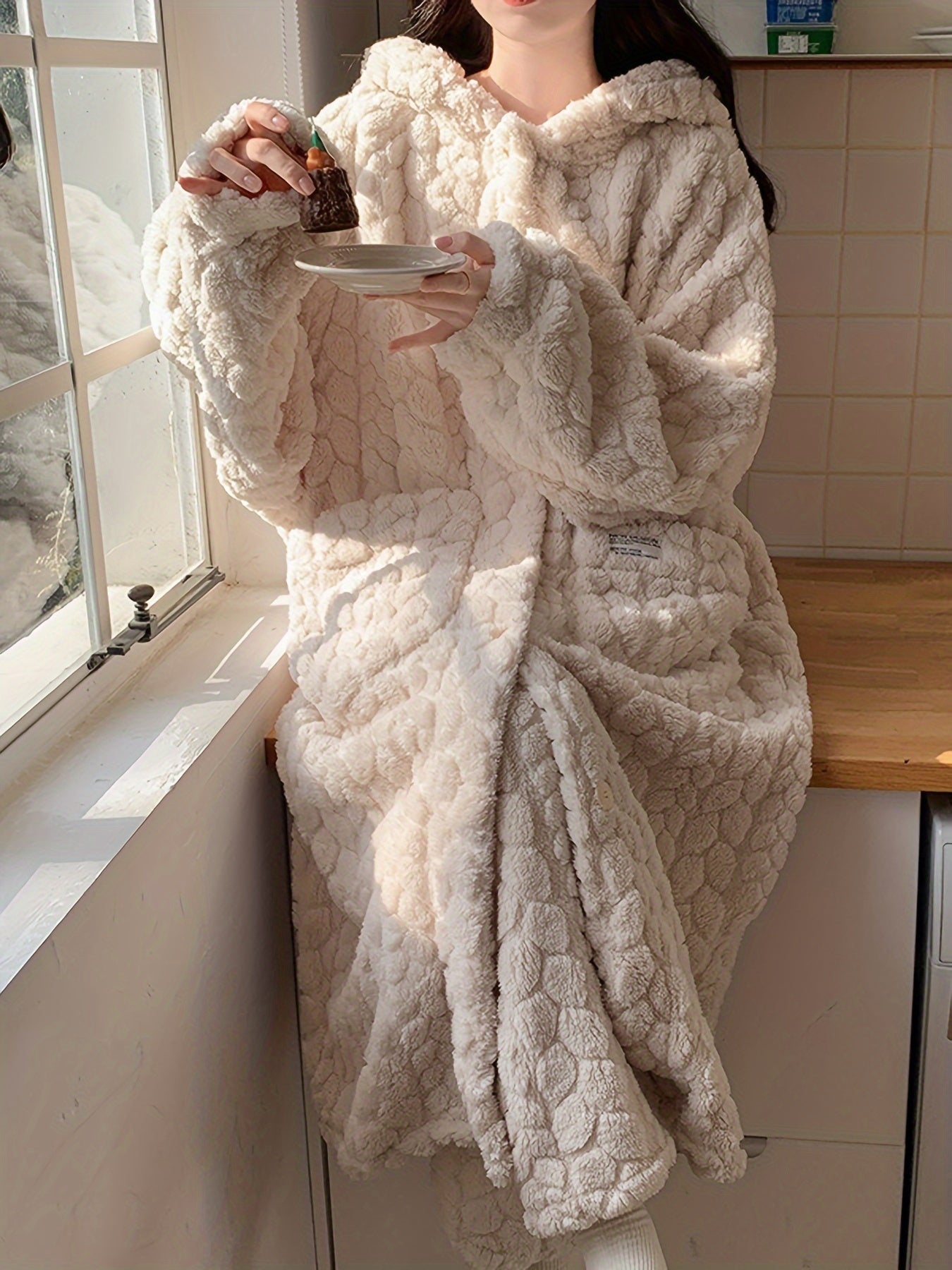 Women's Hooded Robe Set | Coral Fleece | Winter Warmth & Comfort | Polyester