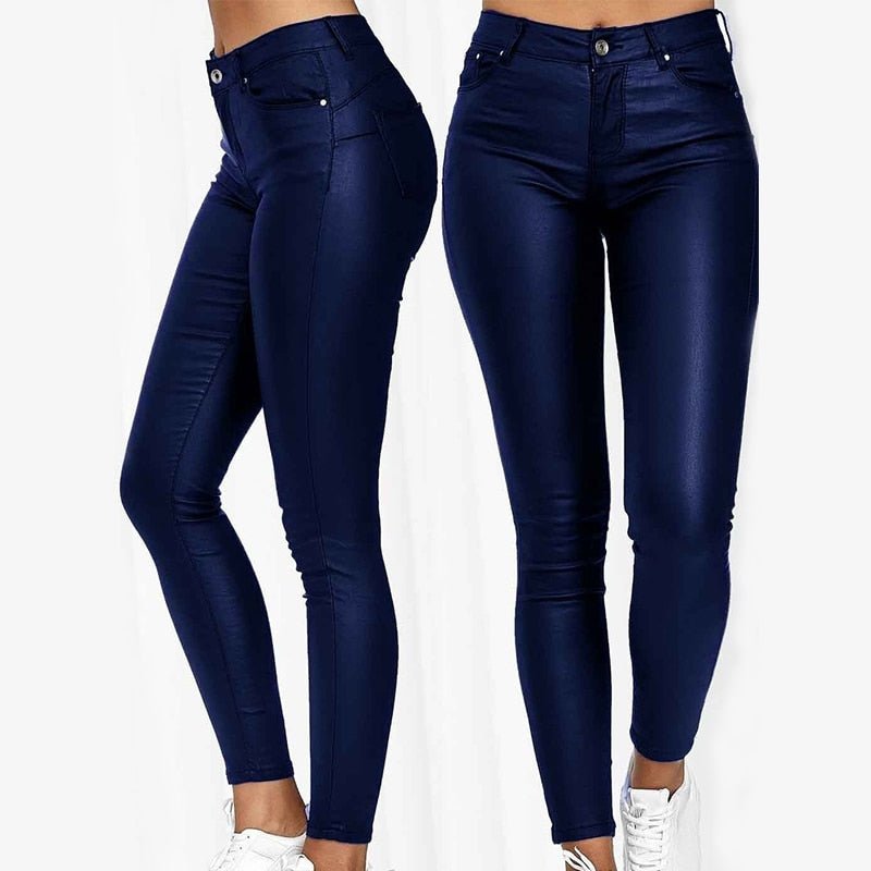 Women’s Skinny Jeggings | Slim Fit PU Leather-Look | Machine Washable | Comfortable Everyday Wear