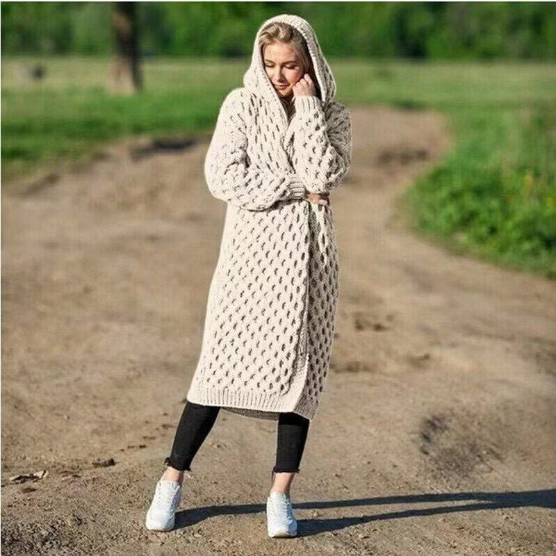 Women's Oversized Knit Cardigan | Hooded Design | Cotton Blend | Comfortable Fit