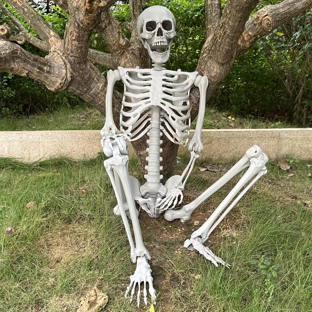 Oversized Halloween Skeleton Decoration with Poseable Joints for Haunted Houses