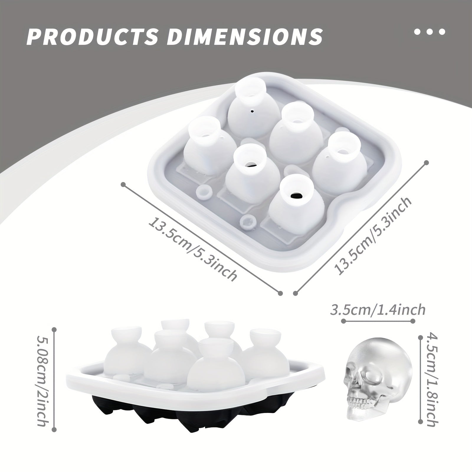 Skull Shaped Silicone Ice Cube Tray BPA-Free for Halloween Drinks