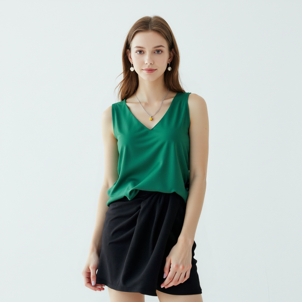 Women’s Satin V-Neck Tank Top | Silky Soft & Stretchable Fabric | Elegant & Breathable | All-Season Wear