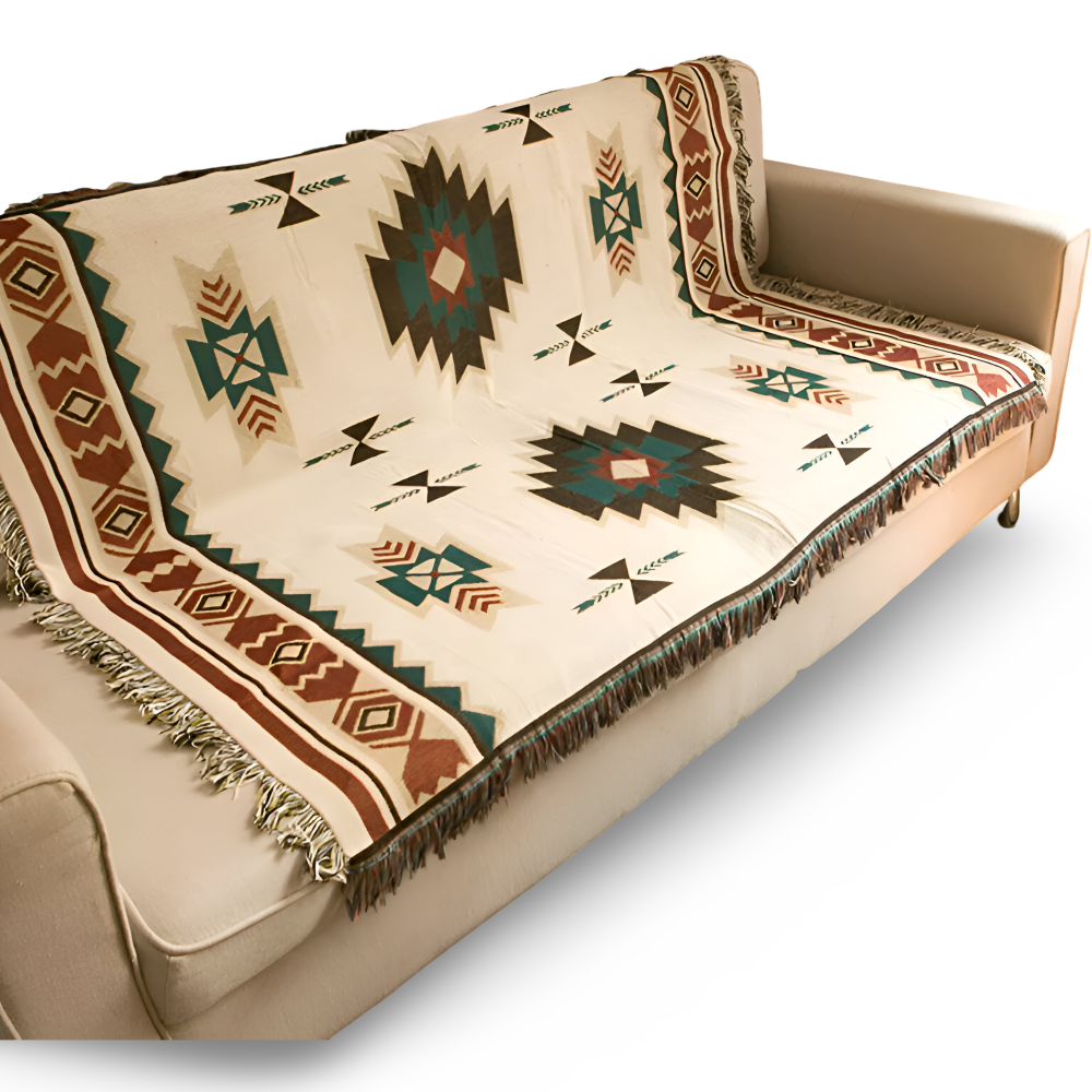 Bohemian Throw Blanket | Geometric Design | Cozy Year-Round Comfort | Polyester