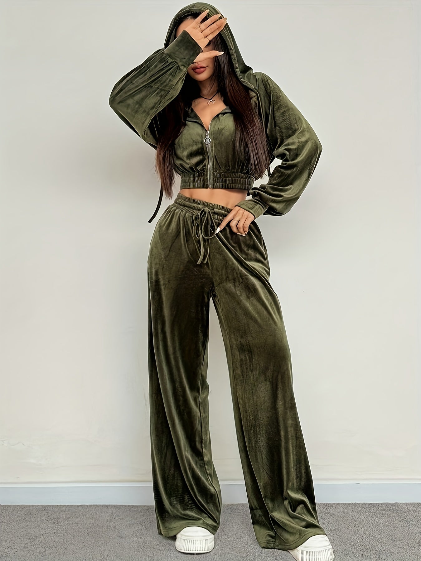 Women's Hoodie Jogger Set | Soft Stretch | All-Season Comfort | Polyester