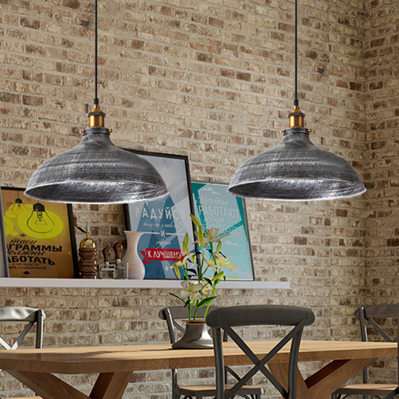Taavita 1 Pendant Light in Antique Style with Metal Bowl Shade and Plug-in Cable