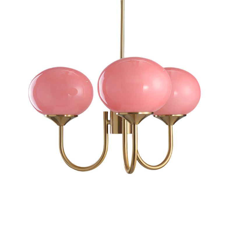 Ceiling Chandelier | Five-Arm with Glass Globe Shades | Adjustable Suspension Rods | Elegant Home Lighting