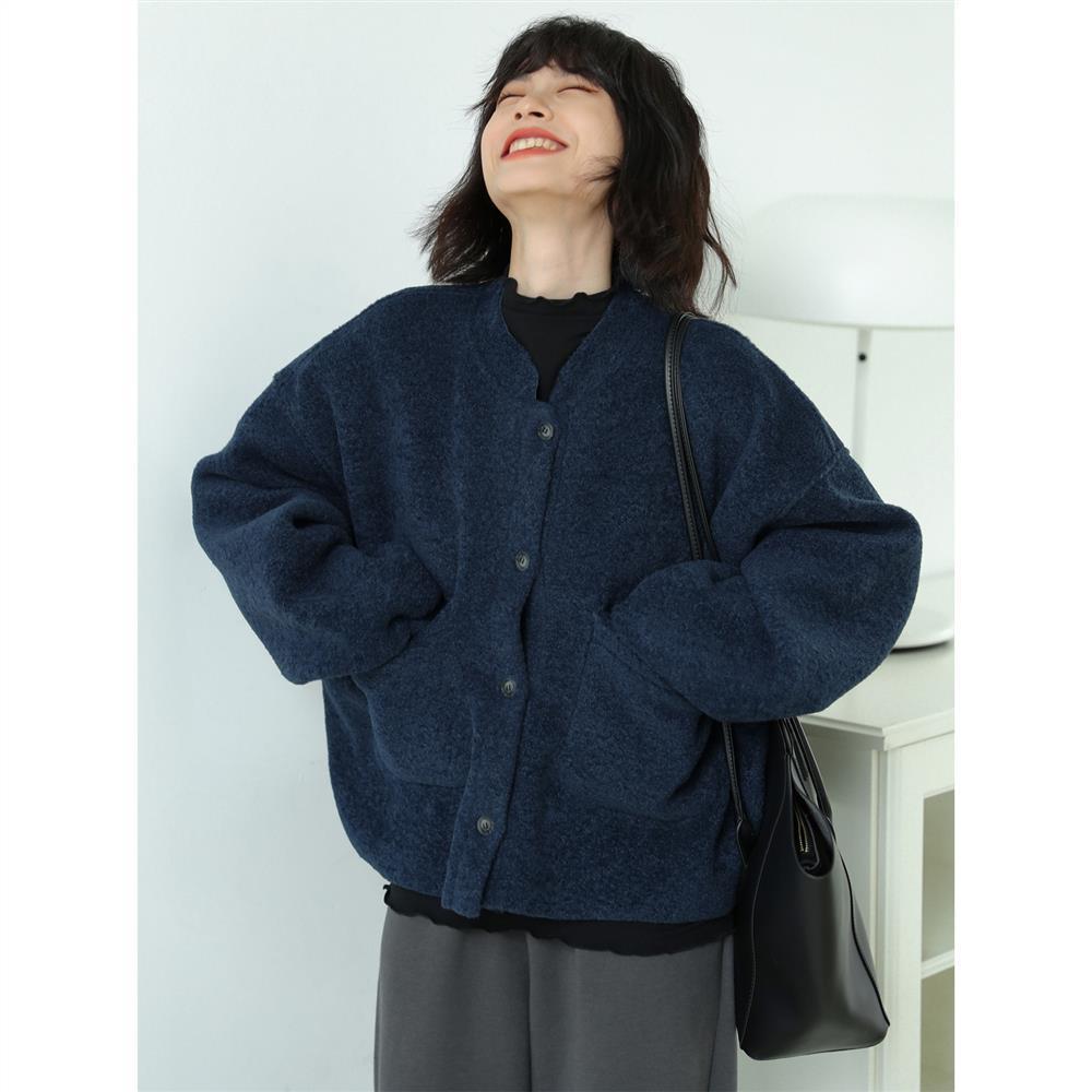 Oversized Fleece Jacket | Front Button Closure & Patch Pockets | Cotton Blend | Comfortable Fit