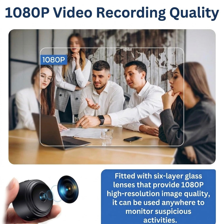 Compact WiFi Security Camera with 1080P HD, Night Vision, 160° View