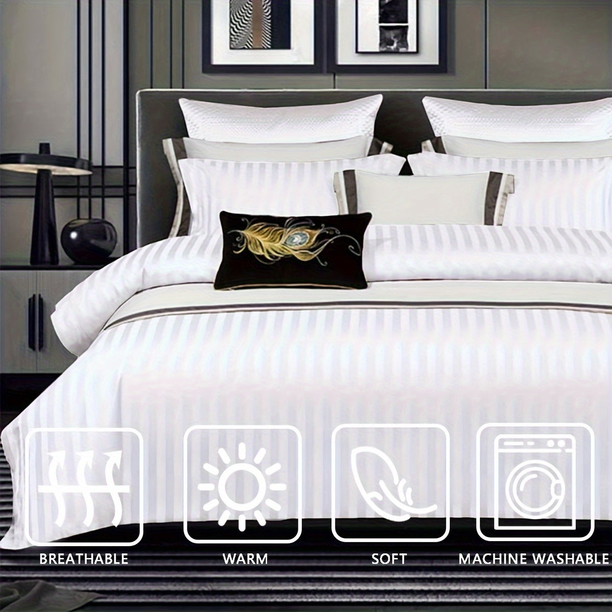 Duvet Cover Set | Satin Embossed | Luxurious Comfort | Polyester