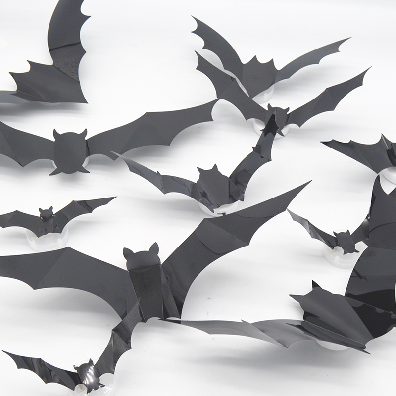 3D LED Bat Wall Decorations with Purple Glow for Halloween