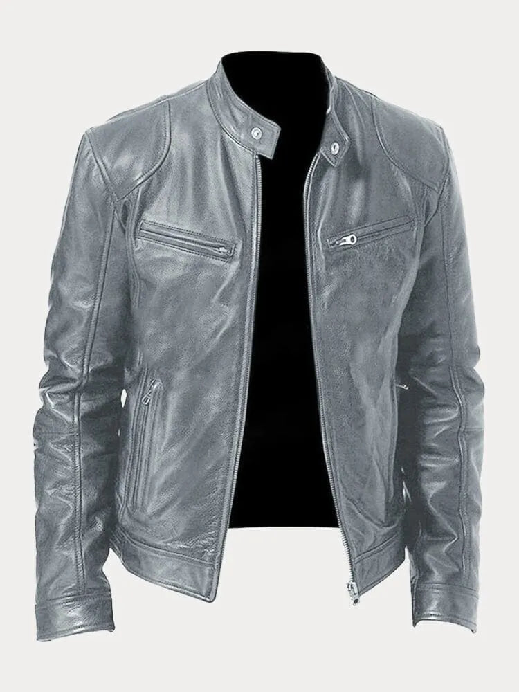 Men’s Leather Moto Jacket | Lined Interior & Adjustable Cuffs | Durable Genuine Leather | Versatile Casual & Semi-Formal Wear