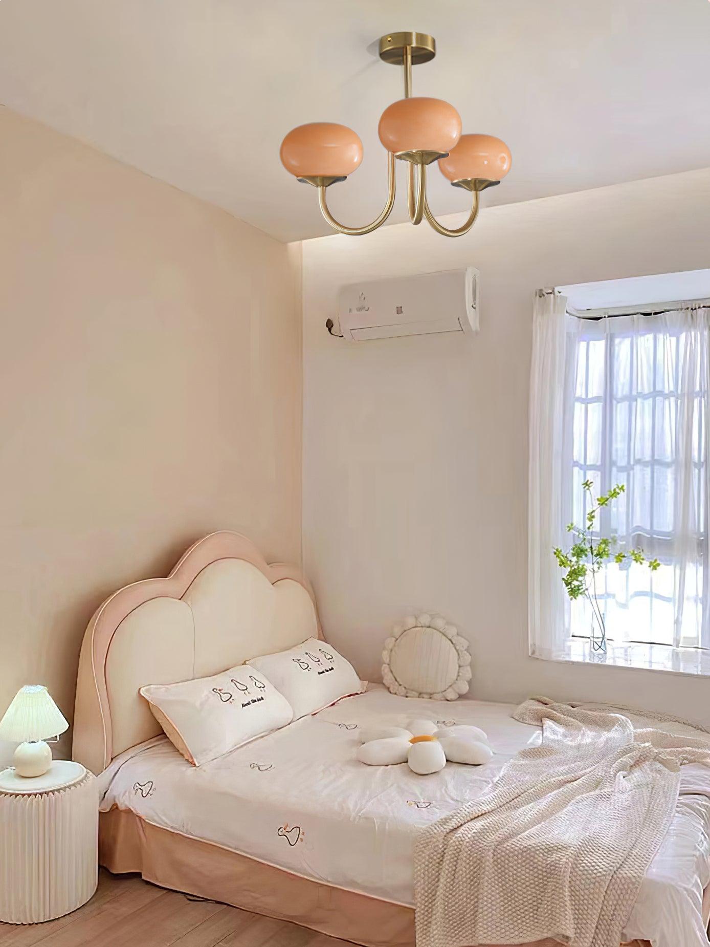 Ceiling Chandelier | Five-Arm with Glass Globe Shades | Adjustable Suspension Rods | Elegant Home Lighting