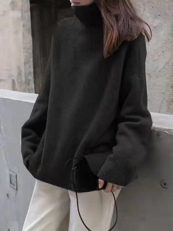 Women’s Oversized Knit Turtleneck Sweater | Relaxed Fit & Ribbed Details | High-Quality Fabric Blend | Comfortable Everyday Wear