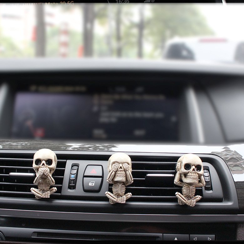 Halloween Skull Air Freshener Set with Floral Scented Resin Sculptures
