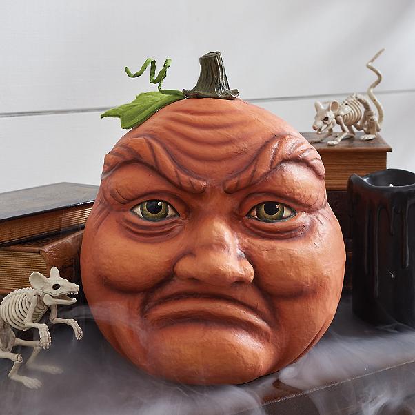 Hand-Painted Resin Halloween Pumpkin Decor with Weighted Base