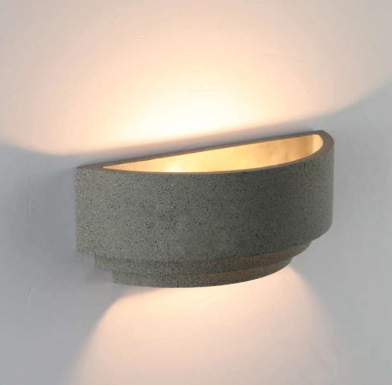 Waterproof LED Wall Sconce Lume Stone | Modern Minimalist Cement Finish | Outdoor Indoor Wall Mounted Light | IP65, Warm White, Energy Efficient, 110V-220V Compatible