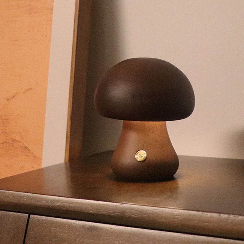 Taavita - LED Night Light Wooden Mushroom with Touch Sensor & Dimmable Brightness