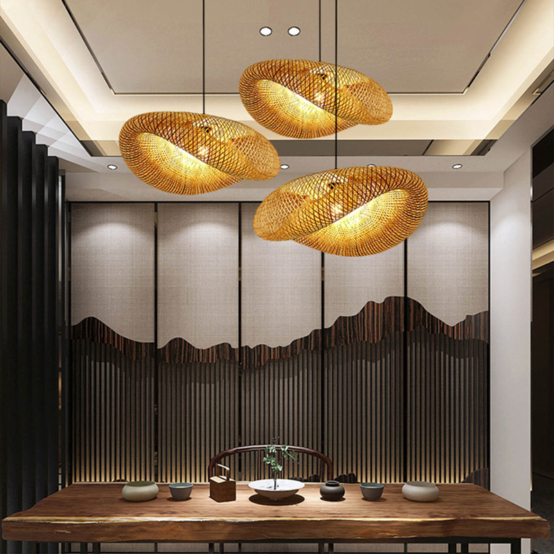 Serinara — Handwoven Bamboo Pendant Light with Warm Glow