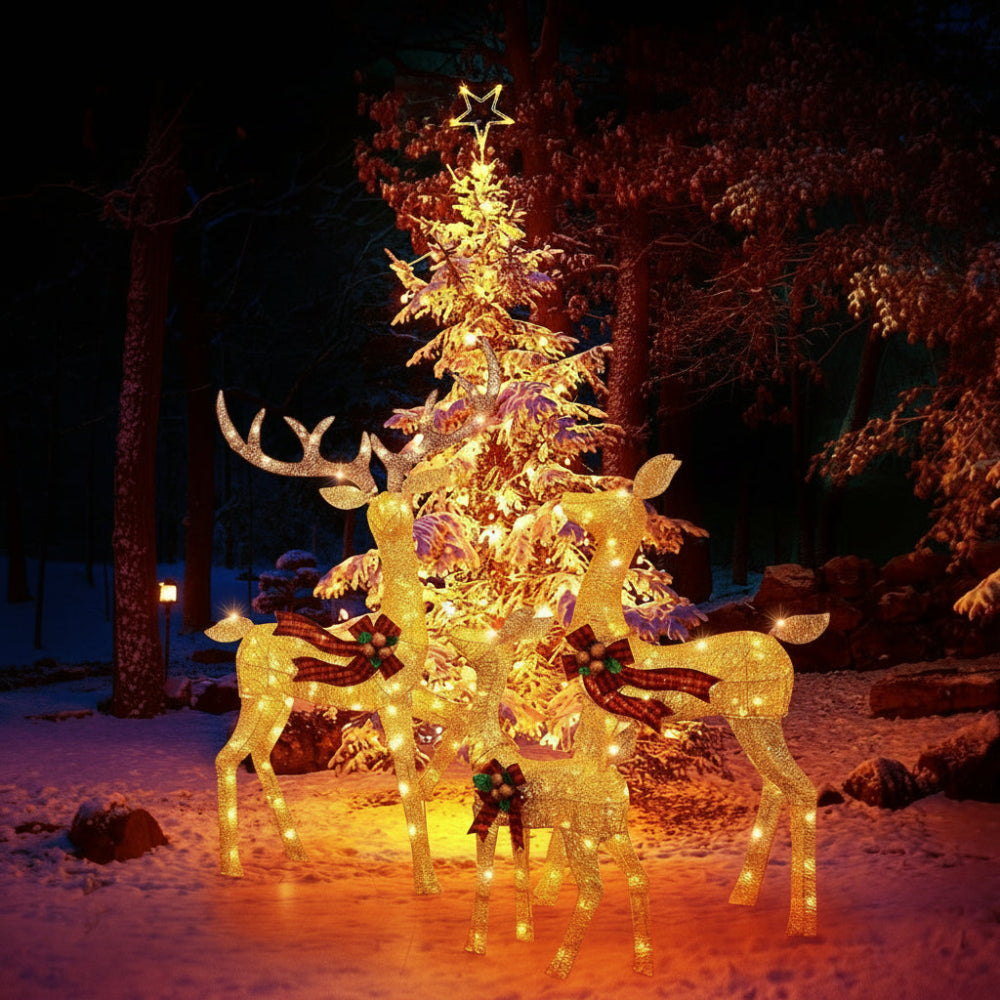 Festive LED Reindeer Holiday Light Display for Outdoors