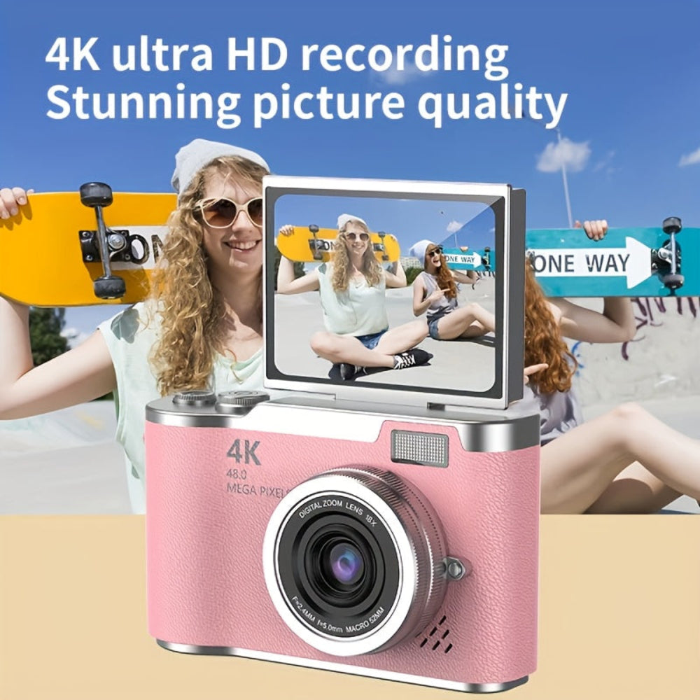 Compact 4K Vlogging Camera with Flip-Out Screen