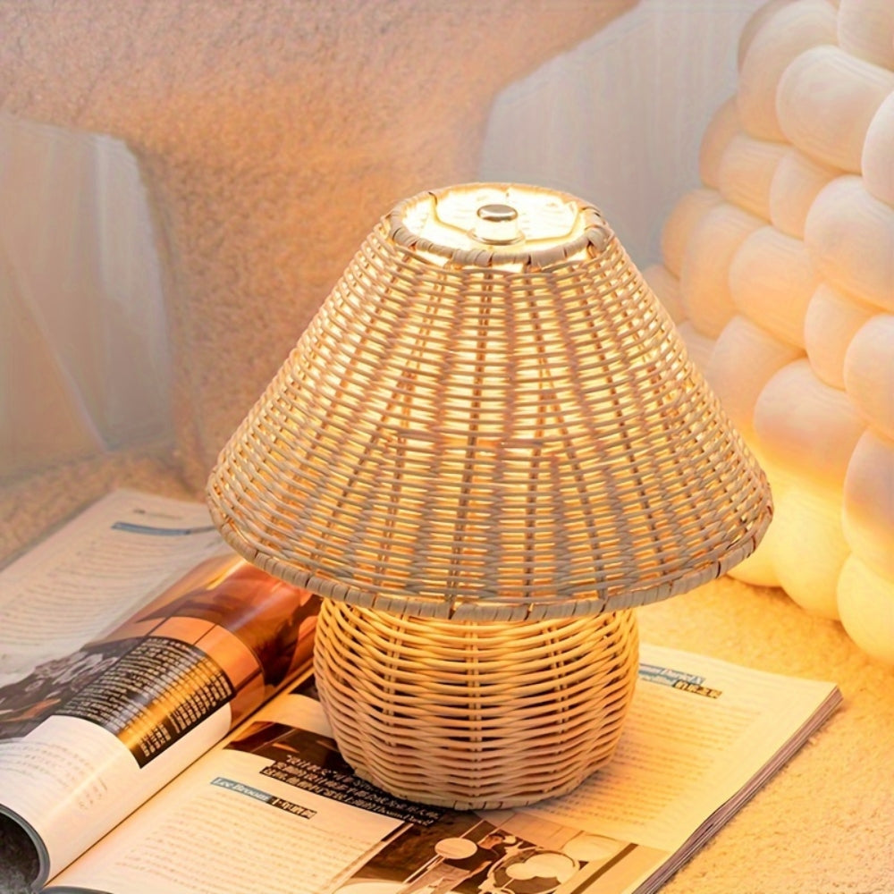 SereneLight – Handwoven Bamboo Table Lamp for Cozy Spaces