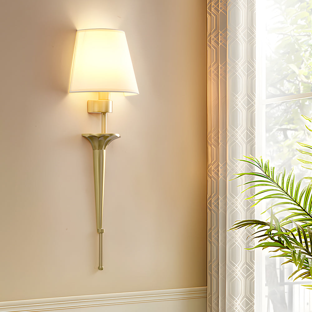 25.98-In H. Gold/Black Copper 1-Light Taavita Wall Sconce with Fabric Shade - Modern Floral Design