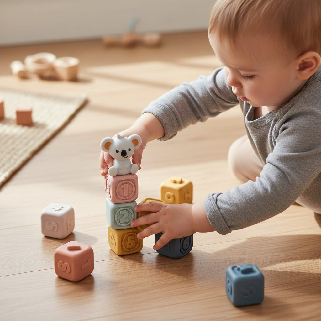 Colorful Stacking and Teething Cubes for Infants