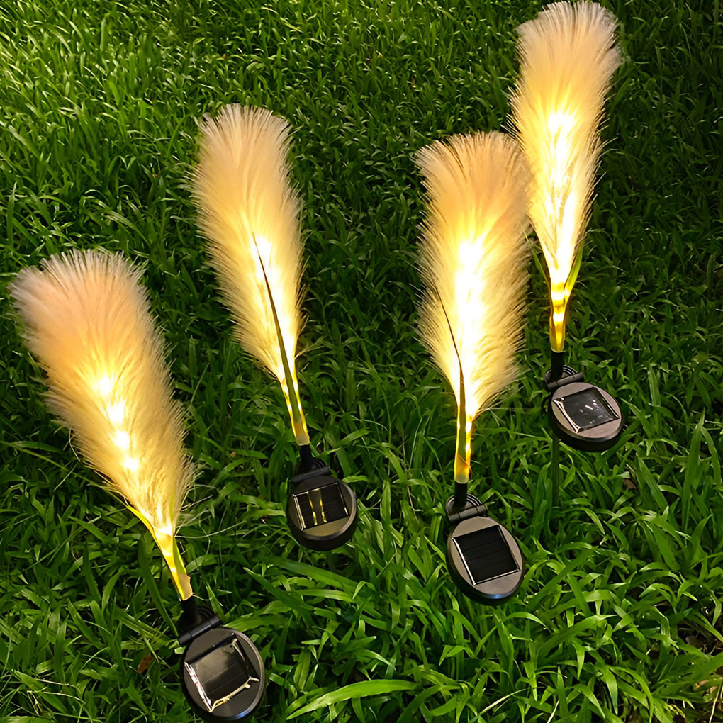 2PCS Intelligent Modern Solar LED Taavita Reed Decor Lawn Lamp