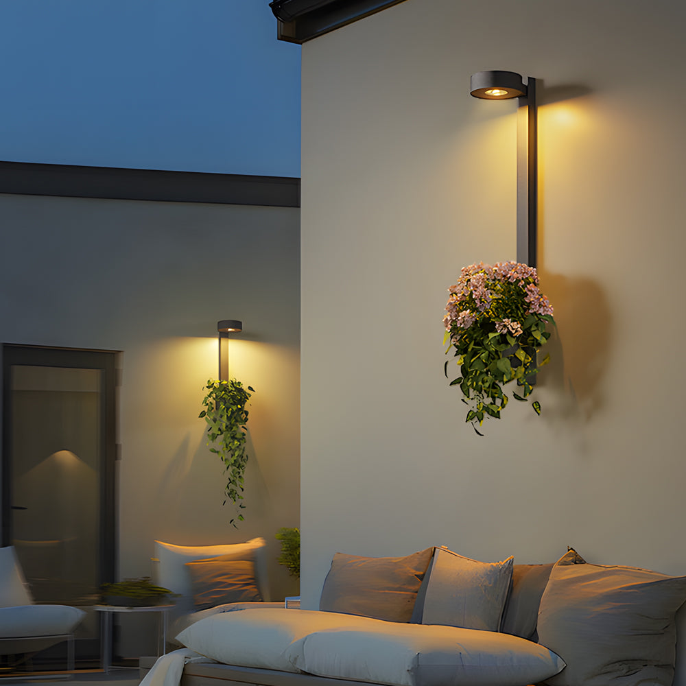 1-Light Solar Wall Mounted Outdoor Light with Planter and Plant Stand
