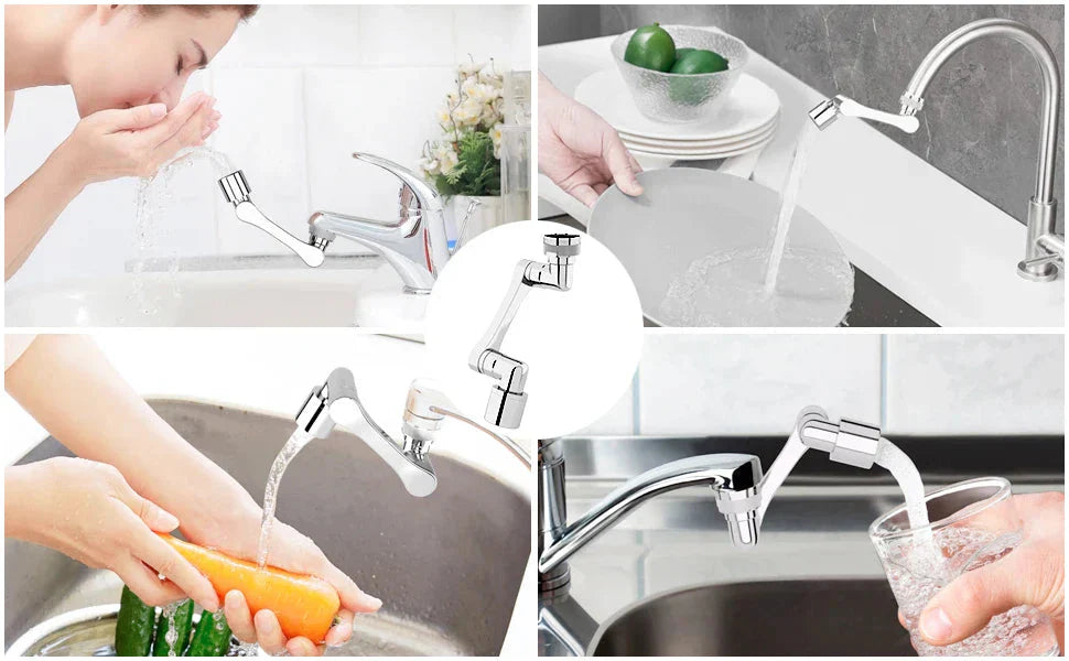 1080° Rotating Dual-Spray Faucet Extender (Tool-Free Install)