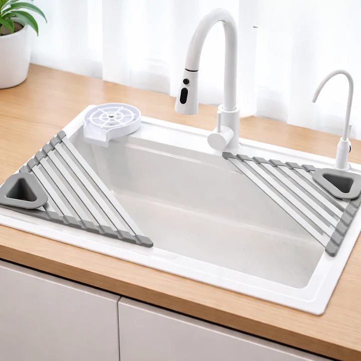 Corner Kitchen Organizer in Triangular Shape – Direct Sink Drainage