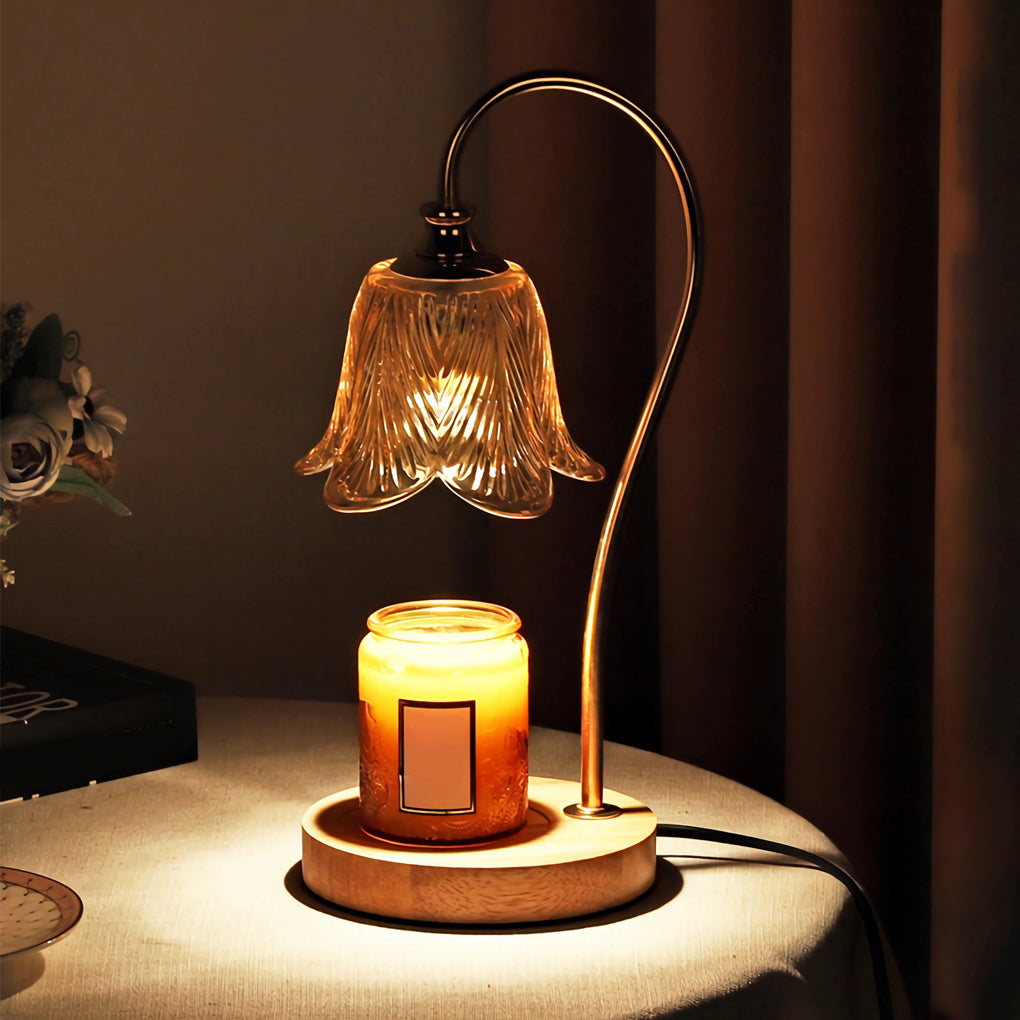Taavita 1-Light Cup-Holder Desk Lamp with Floral Glass Shade