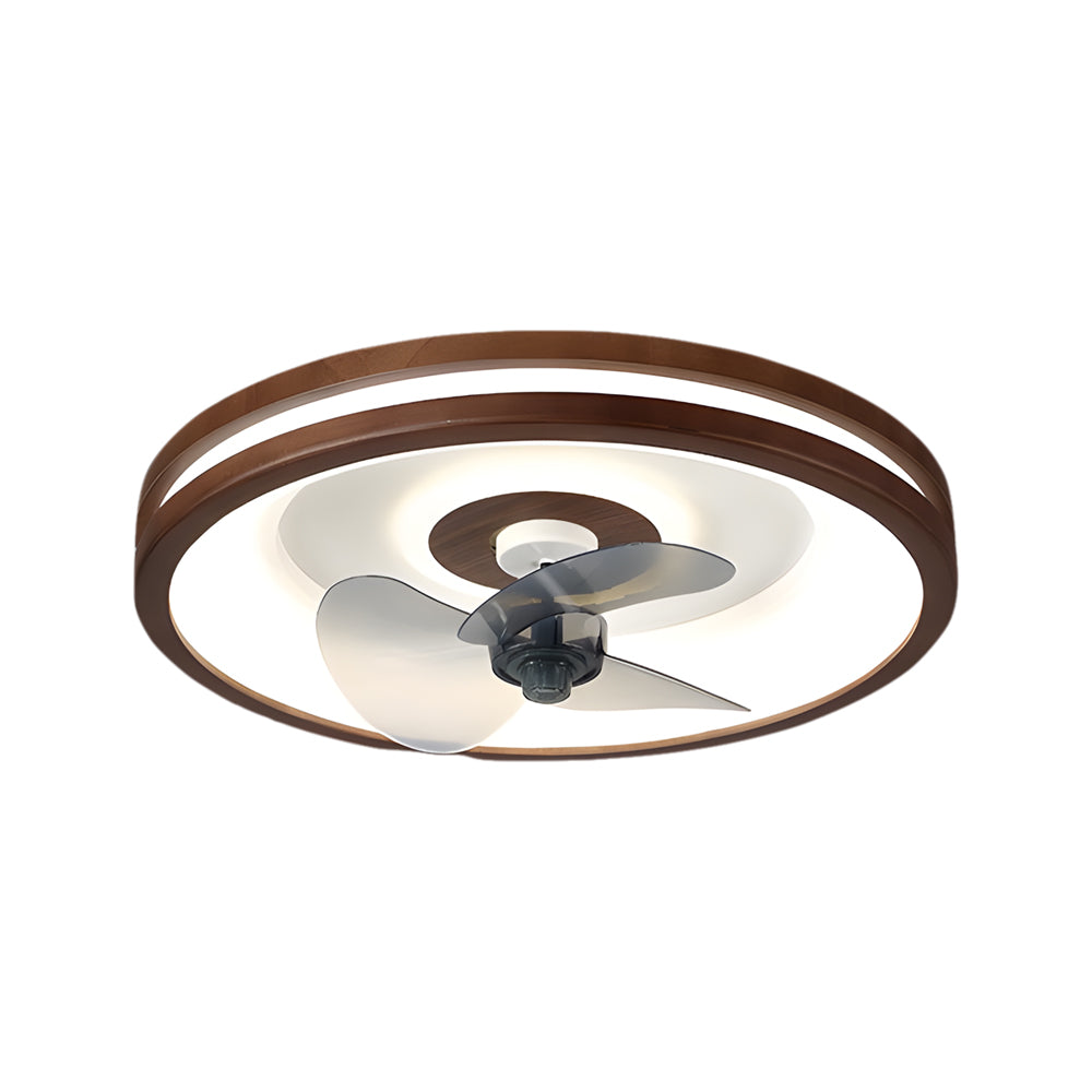 19.7-in Walnut Flush Mount Ceiling Fan with 6-Speed LED Light and Remote