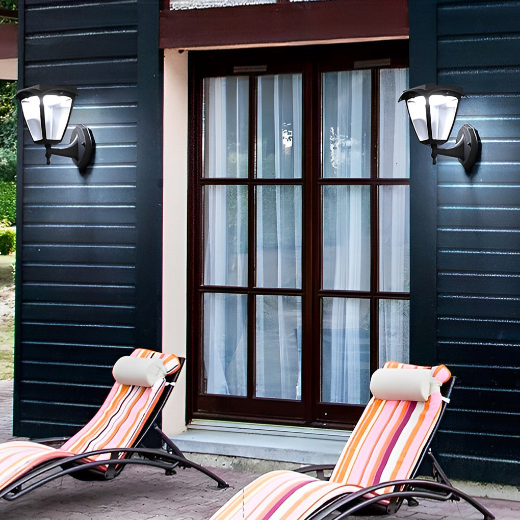 1-Light Black Solar LED Powered Porch Sconce Outdoor Wall Light