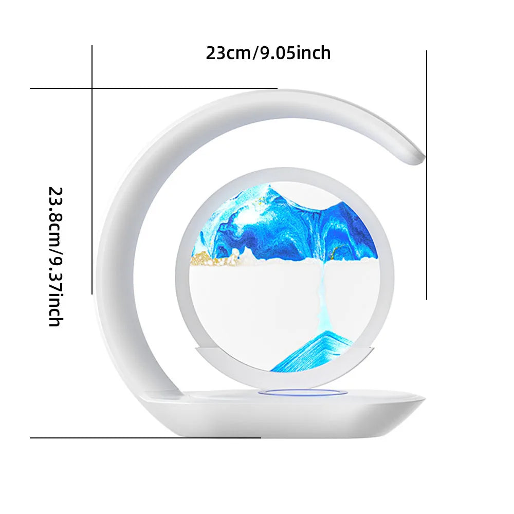 Wireless Charging Table Lamp with 3D Sand Art Design