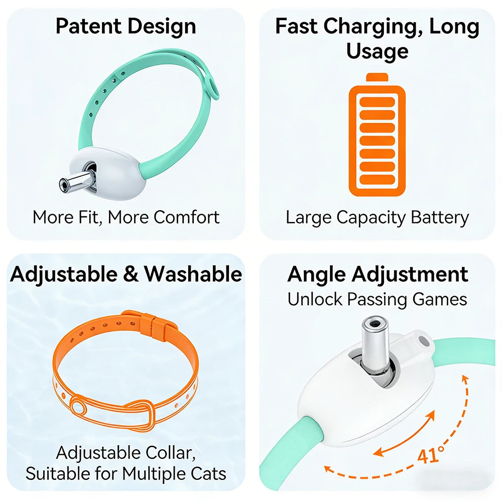 Smart Laser Collar for Cats with USB Rechargeable Feature