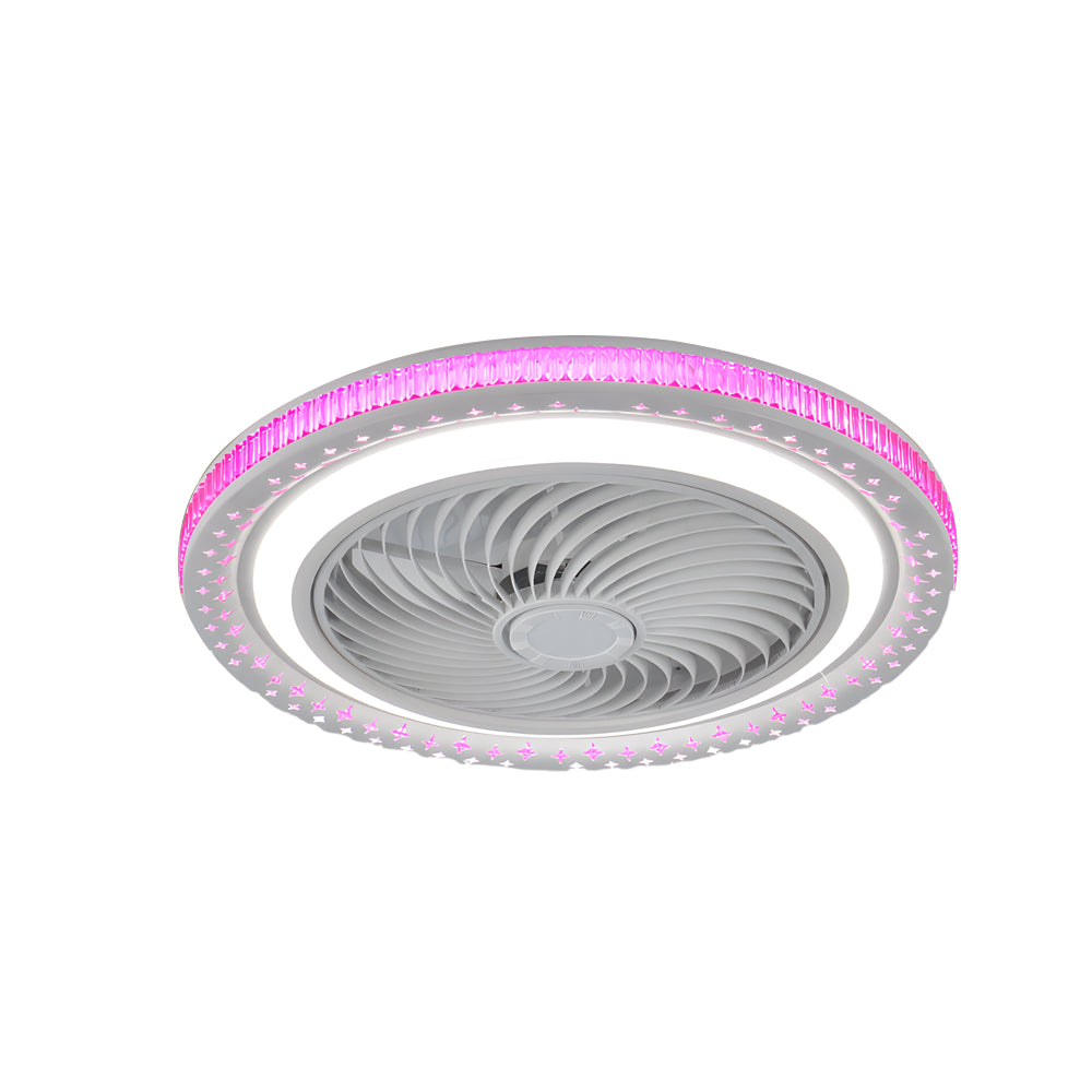 19.7" Bladeless Ceiling Fan with LED Light, Remote, and Enclosed Fence Design