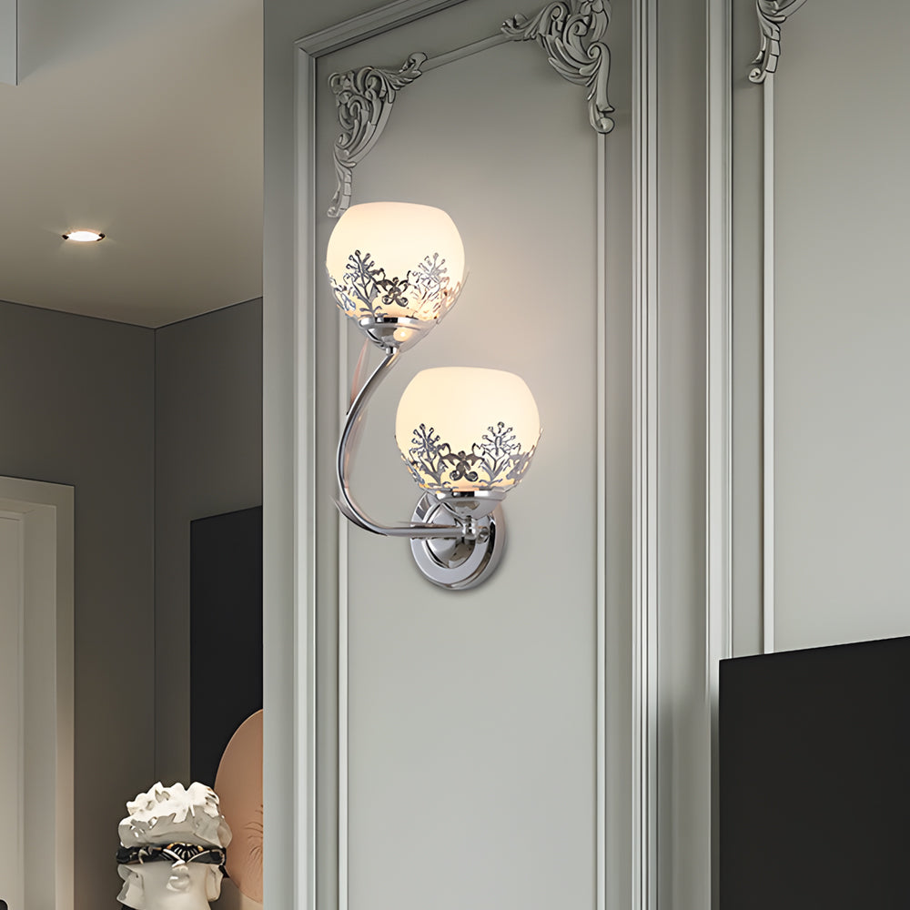 2-Light LED Glass Flower Wall Sconces - Simple European Style Lighting