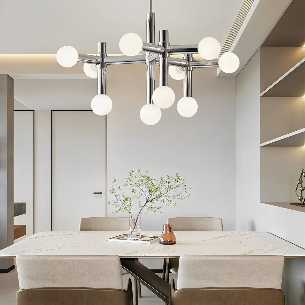10 Light Glass Ball Creative Modern Sputnik Chandelier in Taavita Color