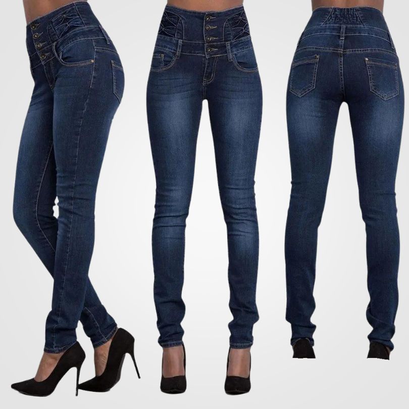Women’s Skinny Jeans | High-Waisted Slim Fit | Denim & Polyester Blend | Comfortable Chic Design