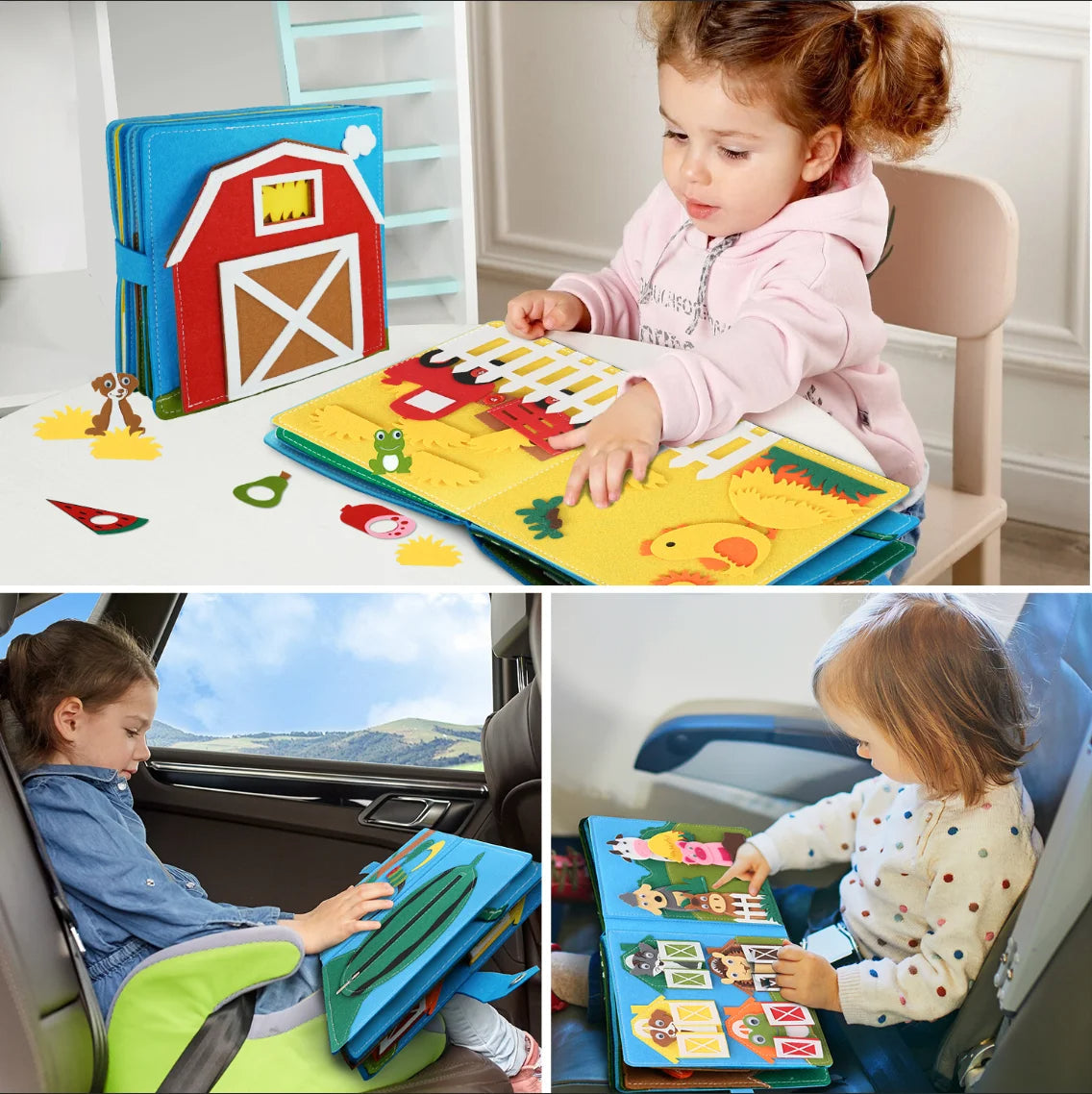 Farmyard Adventures Felt Storybook for Infants with Animals and Fruit