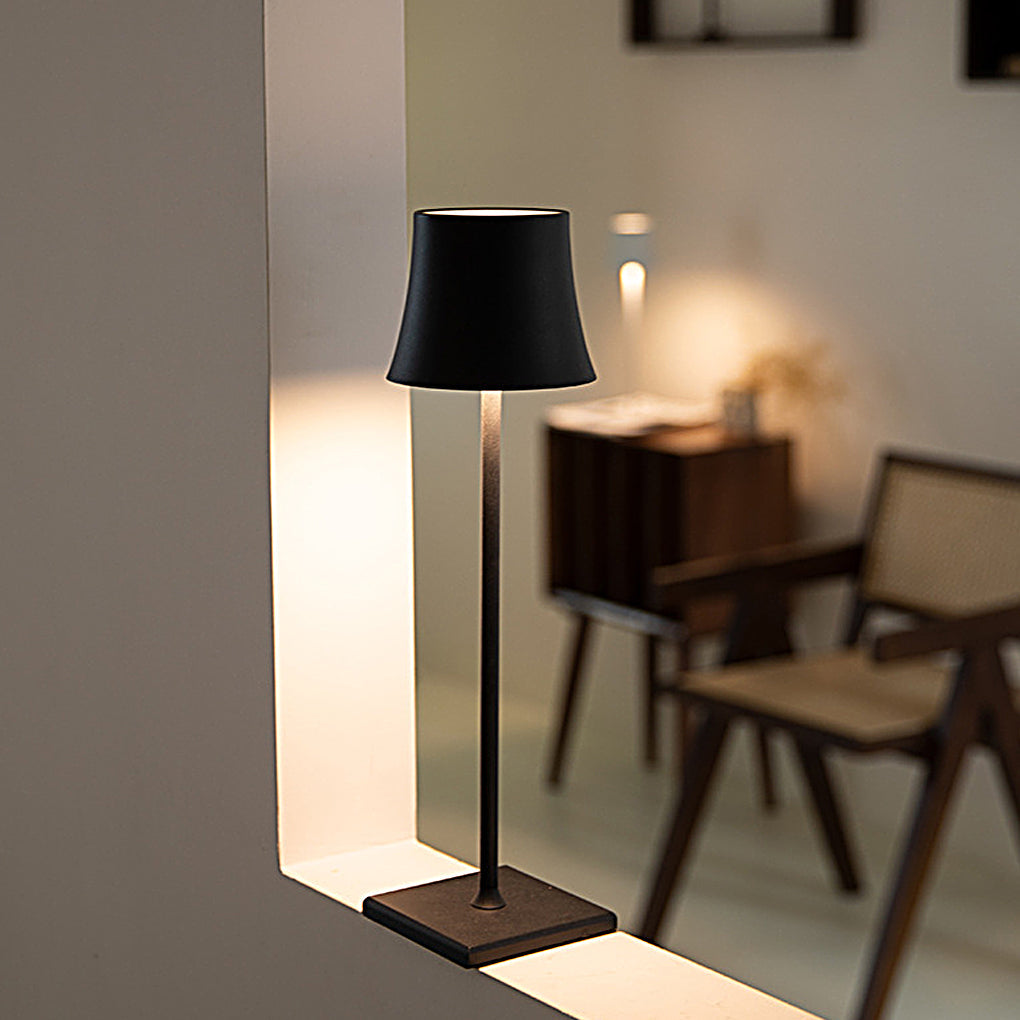 15 Inch Cordless Modern Cool Hue Table Lamp - Metal Black/White