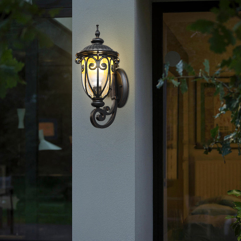 1-Light Waterproof Antique Black Seeded Glass Outdoor Wall Light by Taavita