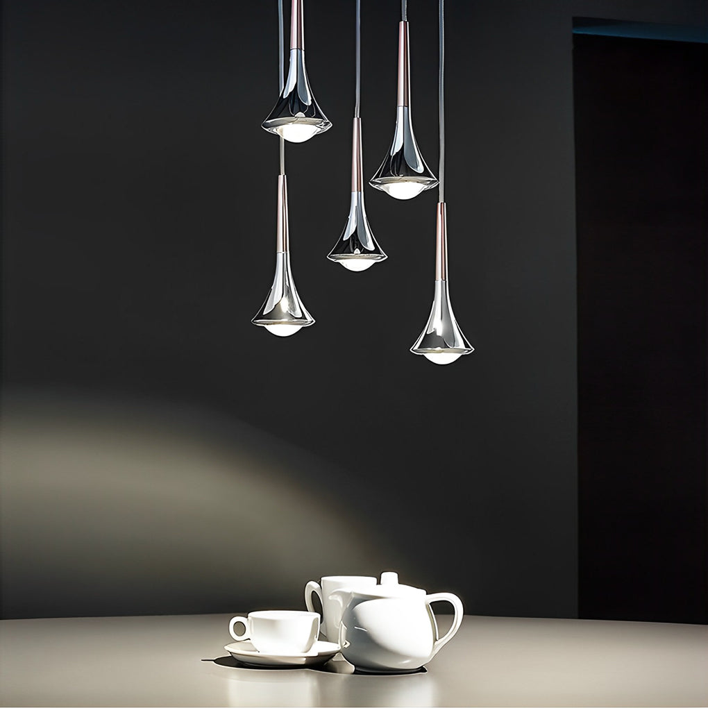 1-Light Water Drop Metal LED Nordic Small Chandelier Pendant Lights for Staircase