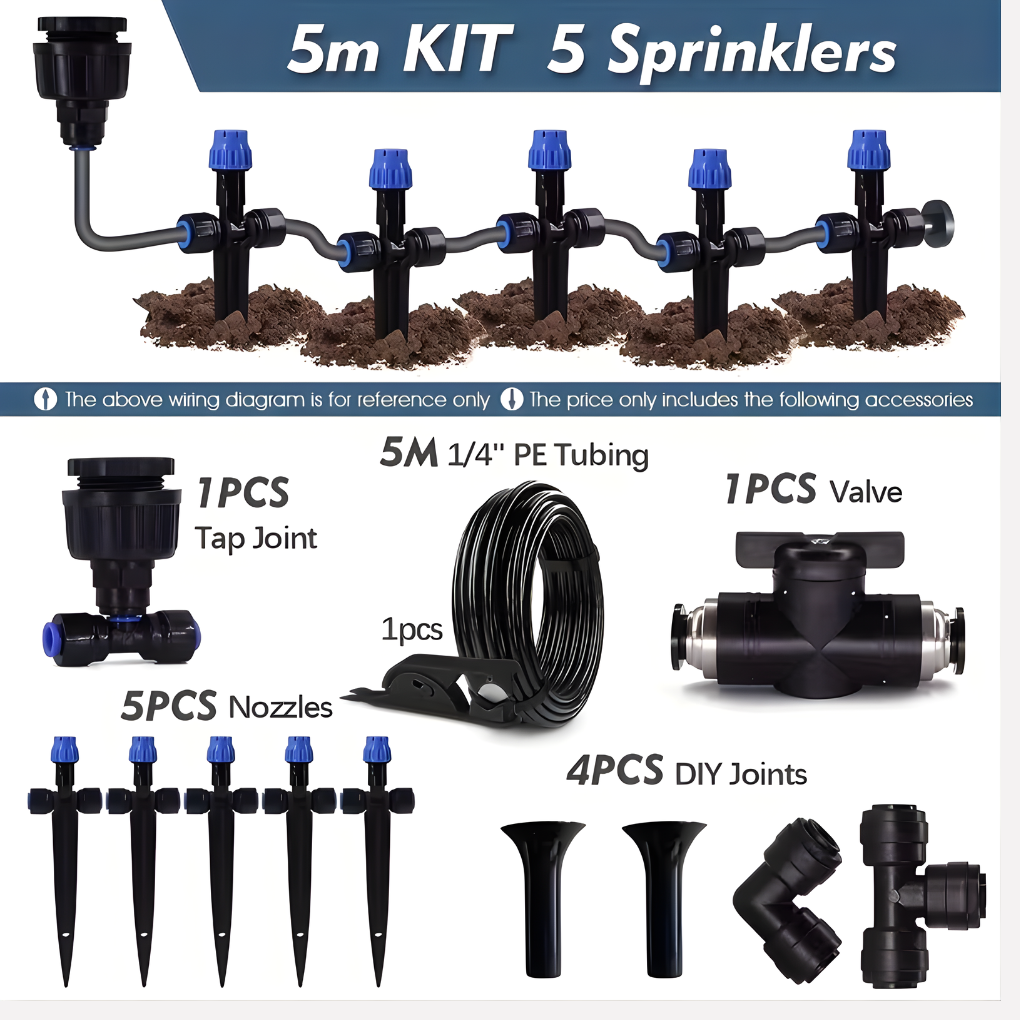Customizable Garden Watering System with Adjustable Sprinklers